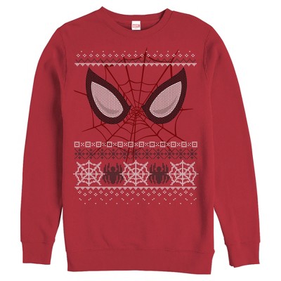 Men's Marvel Ugly Christmas Spider-man Mask Sweatshirt : Target