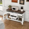 Dexmalle White Farmhouse Buffet Sideboard with Adjustable Shelf and Wind Rack - 4 of 4