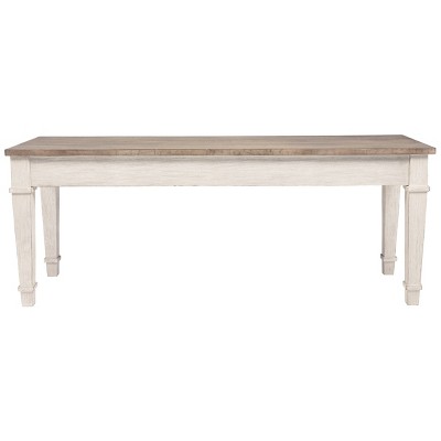 Skempton Two-Tone Transitional Storage Bench, 48" White & Light Brown