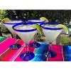 Dos Sueños Mexican Hand Blown Glassware Combo Set - Blue Rim Pitcher and Modern Margarita Glasses - 2 of 4