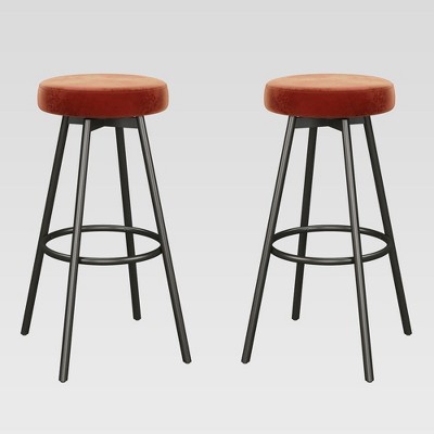 Set of 2 Modern Glam Backless Velvet Swivel Barstools - Saracina Home