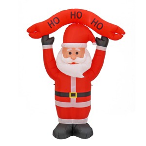 7' Inflatable Red Santa Warm White LED Lights - National Tree Company - 1 of 3