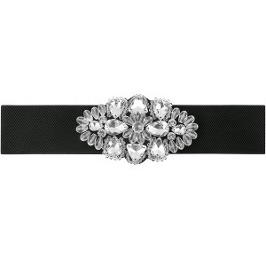 INSPIRE CHIC Women's Elastic Wide Large Rhinestone Corset Retro Elegant Waist Belt 1Pc - 1 of 4