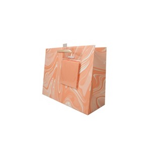 Marble Pattern Peach Iridescent Large Gift Bag with Tissue - Spritz™ - 1 of 1