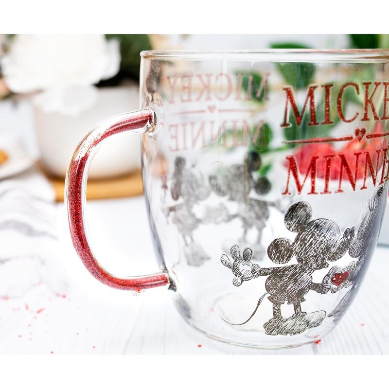 Silver Buffalo Disney Minnie And Mickey Mouse Glass Mug With Glitter Handle | Holds 14 Ounces, 4 of 7