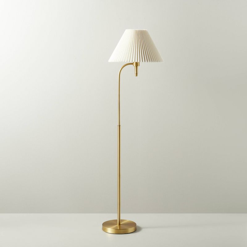 Pleated Shade Metal Floor Lamp Cream/Brass (Includes LED Light Bulb) - Hearth &#38; Hand&#8482; with Magnolia, 1 of 12