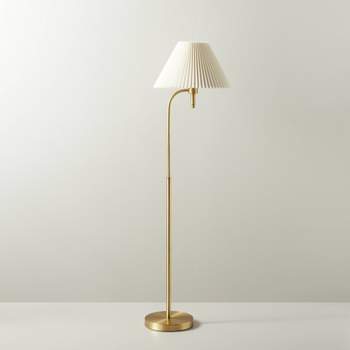 Pleated Shade Metal Floor Lamp Cream/Brass (Includes LED Light Bulb) - Hearth & Hand™ with Magnolia