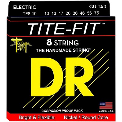 DR Strings Tite-Fit Nickel Plated Medium 8-String Electric Guitar Strings (10-75) Medium