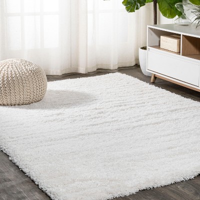 4'x6' Groovy Solid Shag Area Rug, White - Jonathan Y : Target
