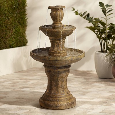 Tuscan Garden Dark Stone 41.5" Three Tier Outdoor Fountain