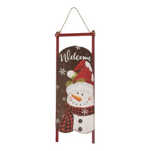 Northlight 21.75" LED Lighted 'Welcome' Snowman Sled Christmas Wall Sign - 1 of 4