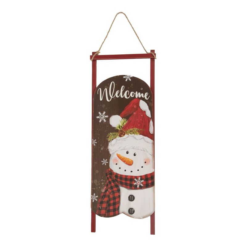 Northlight 21.75" LED Lighted 'Welcome' Snowman Sled Christmas Wall Sign, 1 of 5