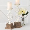 Sullivans Set Of 2 Pillar Fir & Iron Candle Holders 15.75"H & 13.5"H Brown - 2 of 4