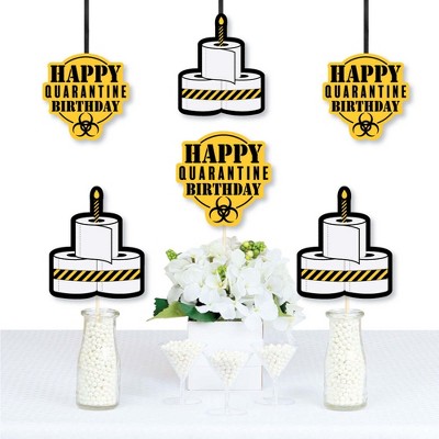 Big Dot of Happiness Happy Quarantine Birthday - Toilet Paper Decorations DIY Social Distancing Party Essentials - Set of 20