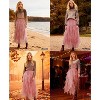 Women's Tulle Fairy Midi Skirt - A-Line Tiered Long Skirt with High Elastic Waist Blush Pink - 2 of 4