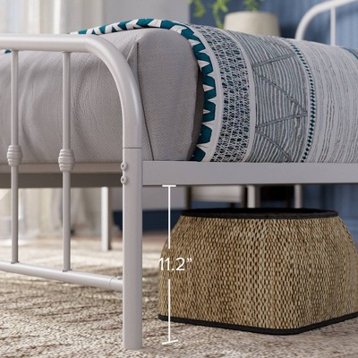 Twin White Metal Platform Bed Frame with Headboard