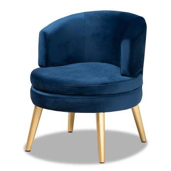 Baptiste Glam and Luxe Velvet Fabric Upholstered Wood Accent Chair - Baxton Studio
