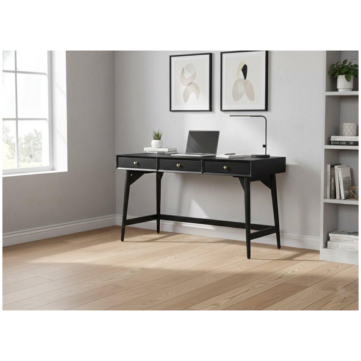 Flynn Large Mid-Century Desk in Black | Alpine Furniture - thumbnail 2
