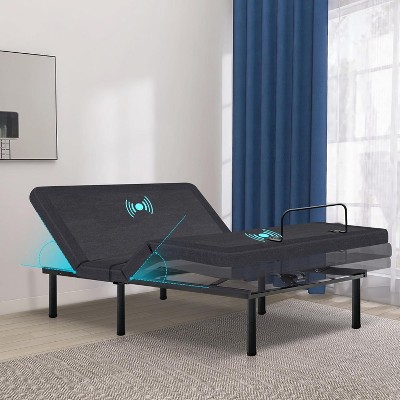 Vipbear Adjustable Bed Frame with Massage,Updated Adjustable Bed Base with Thickened Foam Frame,Head and Foot Lift,Zero Gravity,Under-Bed Light