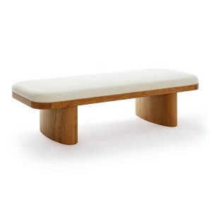 TOV Furniture Ollie Performance Boucle Large Bench in White - 1 of 4