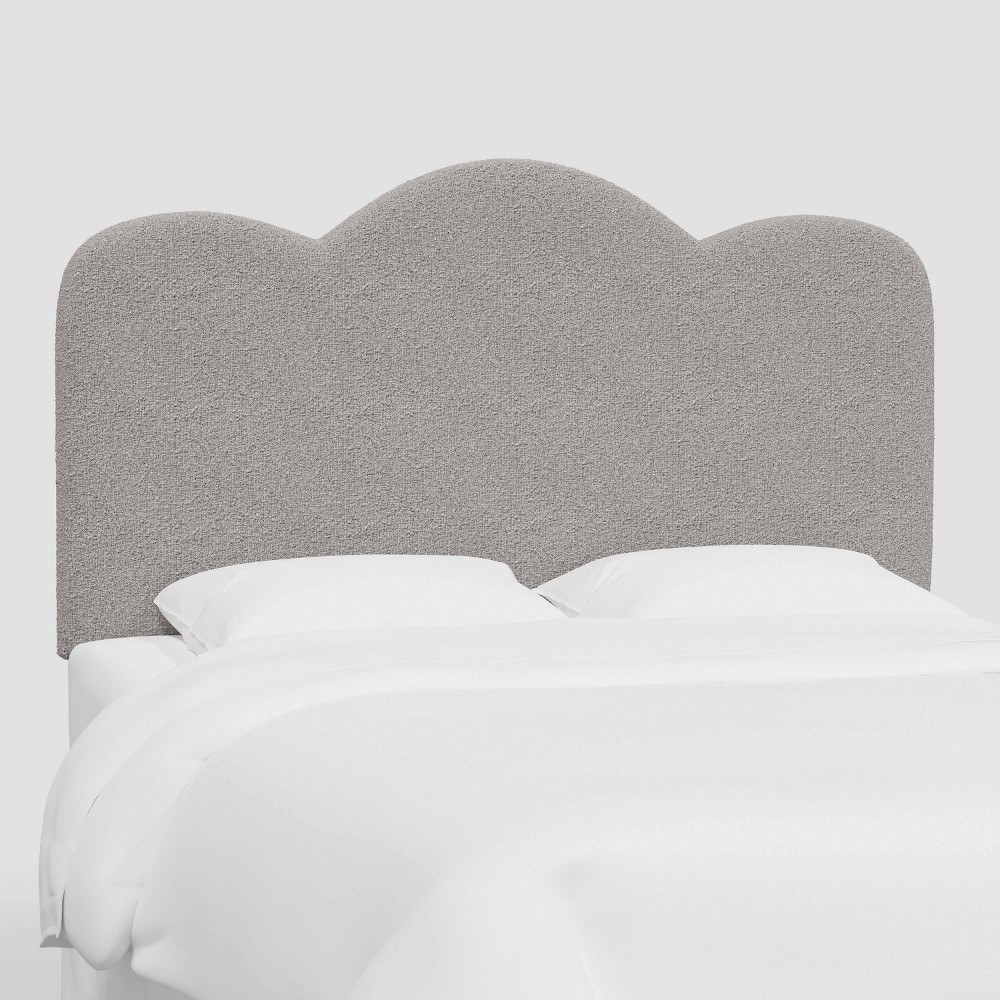 Queen Lizzie Headboard in Gray Boucle Milano Elephant - Threshold™: Pine Frame, Scalloped Detail, Foam Filled