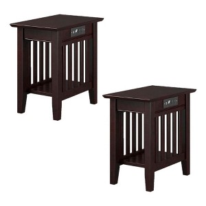 AFI Furnishings Mission Chair Side Table Set of 2 with Charger ES - 1 of 4