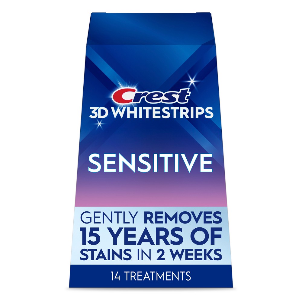 Photos - Toothpaste / Mouthwash Crest 3D Whitestrips Sensitive White At-home Teeth Whitening Kit - 14 Treatments 