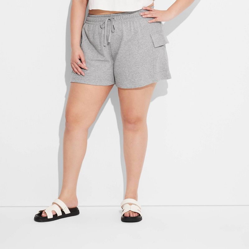 Women's Mid-Rise Cargo Sweat Shorts - Wild Fable™, 2 of 4