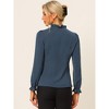 INSPIRE CHIC Women's Elegant Long Sleeve Ruffle Tie Neck Business Work Top - 4 of 4