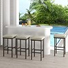 Patio Wicker Bar Stools Set of 2 with Seat Cushions and Footrest - 3 of 4