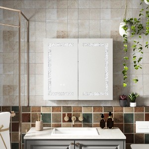 FUFU&GAGA White Anti-fog Mirror Cabinet with Adjustable Light Strips - 1 of 4