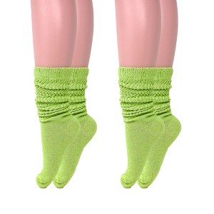 Slouch Socks for Women Cotton Lightweight Scrunch Knee High Socks 2 Pairs Fits Shoe Sizes 5-10 - 1 of 1