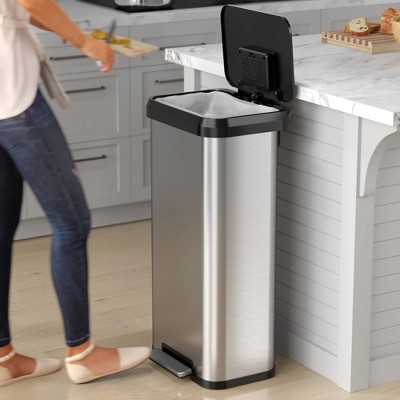 Brushed Stainless Steel 20 Gallon Pedal Trash Can