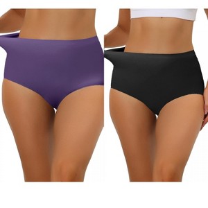 Allegra K Women's Elastic High Waist Unlined Breathable No-Show Hipster Underwear 2 Packs - 1 of 4