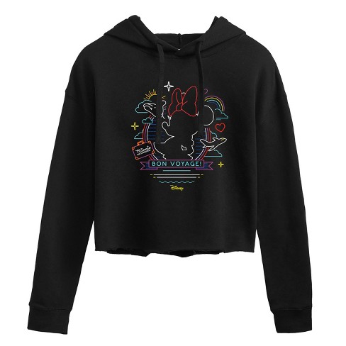 Women s Disney Minnie Mouse Cropped Graphic Hoodie Black Medium Target