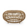 Sapphtopaz Round Rattan Coffee Table End Table with Hollowed-Out Design & Sturdy Frame Unique Coffee Bar Home Decor for Living Room,Light Brown - 4 of 4