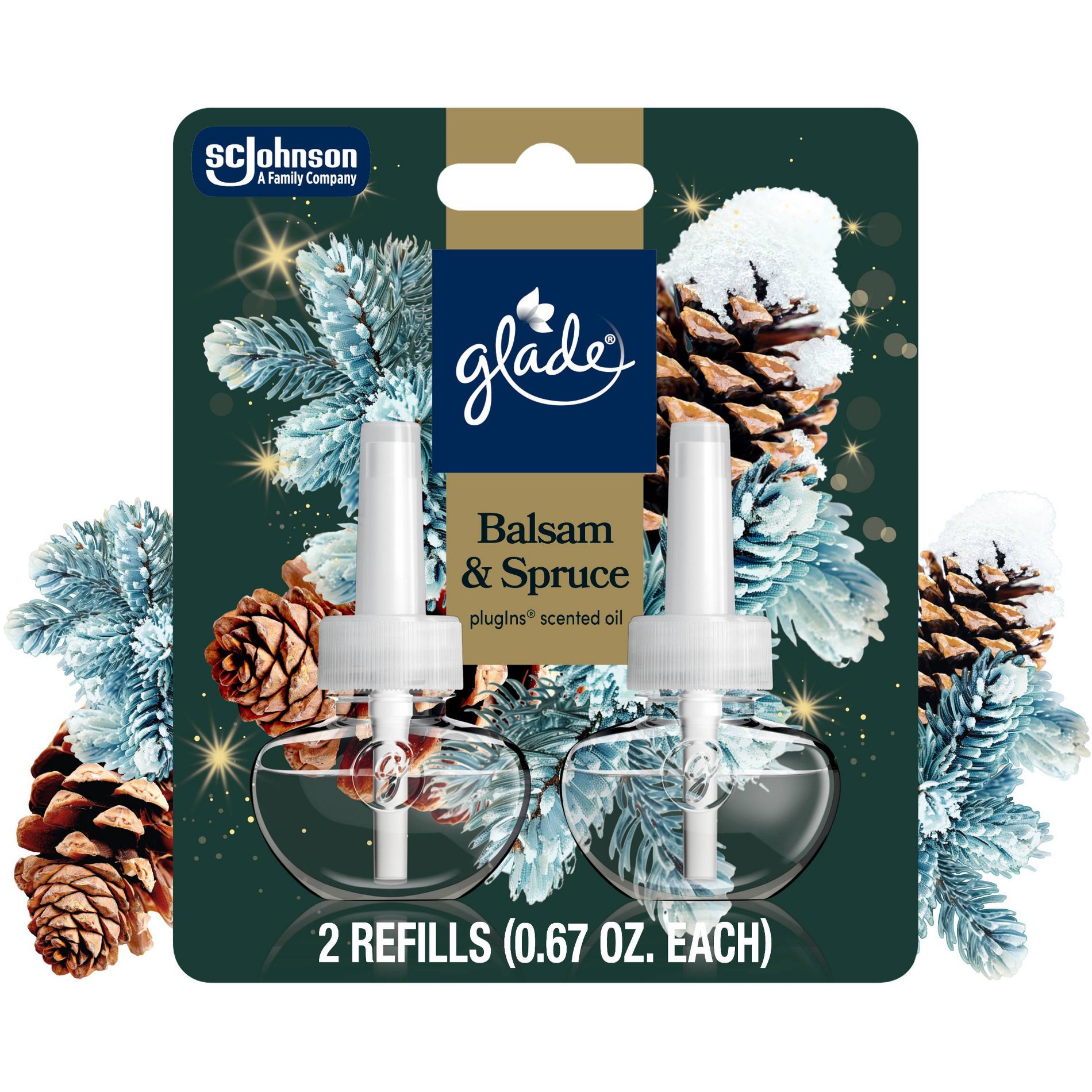 Glade PlugIns Scented Oil Air Freshener Refills - Balsam & Spruce - 1.34oz/2ct