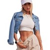 Zeagoo Women's Button Down Long Sleeve Cropped Denim Jean Jacket with Pockets - 4 of 4