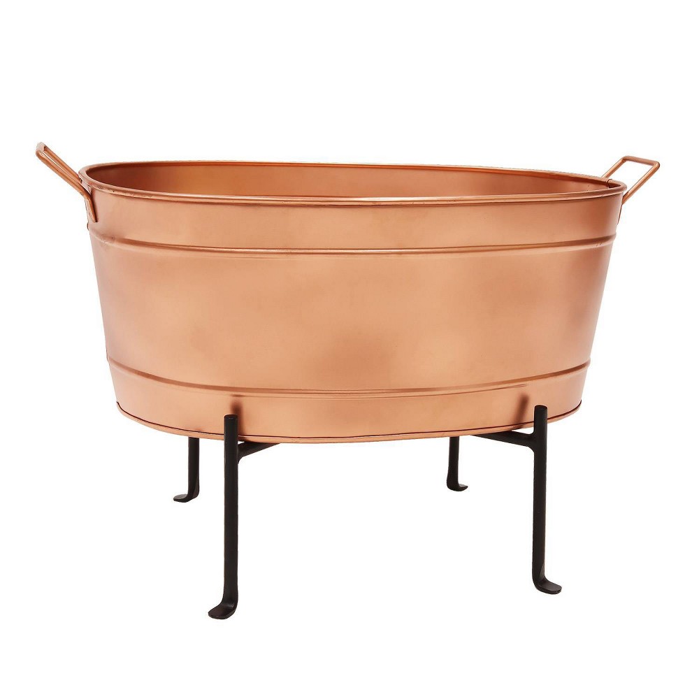 Photos - Barware 24" Vintage Farmhouse Oval Tub with Folding Stand Copper Plated - ACHLA De