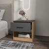 FM Furniture,Solomon Nightstand with a Drawer, Natural Oak and Matt Grey - 3 of 4