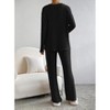 Soft Lounge Sets for Women 2 Piece Rib Texture Knit Pajama Sets Long V Neck Tops with Pull On Pants Fall/Winter Lounge Outfits Cozy Pajama Sets - 2 of 4