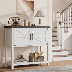 Farmhouse Entryway Table - 2-Door Console with Storage Shelf for Living Room & Hallway - 1 of 4