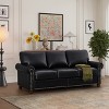 PU Leather Sofa with Nailhead Trim, Rolled Arms, and Rubber Wood Legs – Classic Upholstered Sofa Couch for Living Room - HABITRIO - 2 of 4