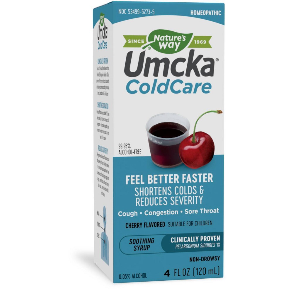 Natures Way Umcka ColdCare Alcohol Free Cherry Flavored Pelargonium Sidoides Syrup, 4 Fl.Oz.  (( EXP : 03/2023 ))