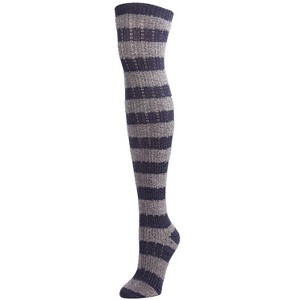 Memoi Toulouse Over the Knee Cotton Blend Striped Sock Patriot Blue One Size - 1 of 2