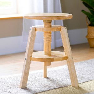Guidecraft Adjustable Drafting Wooden Stool- Drafting Chair for Kids, 16in-18in | Toddler Swivel Stool for Kids' Art Studio, Classroom Seating - 1 of 4