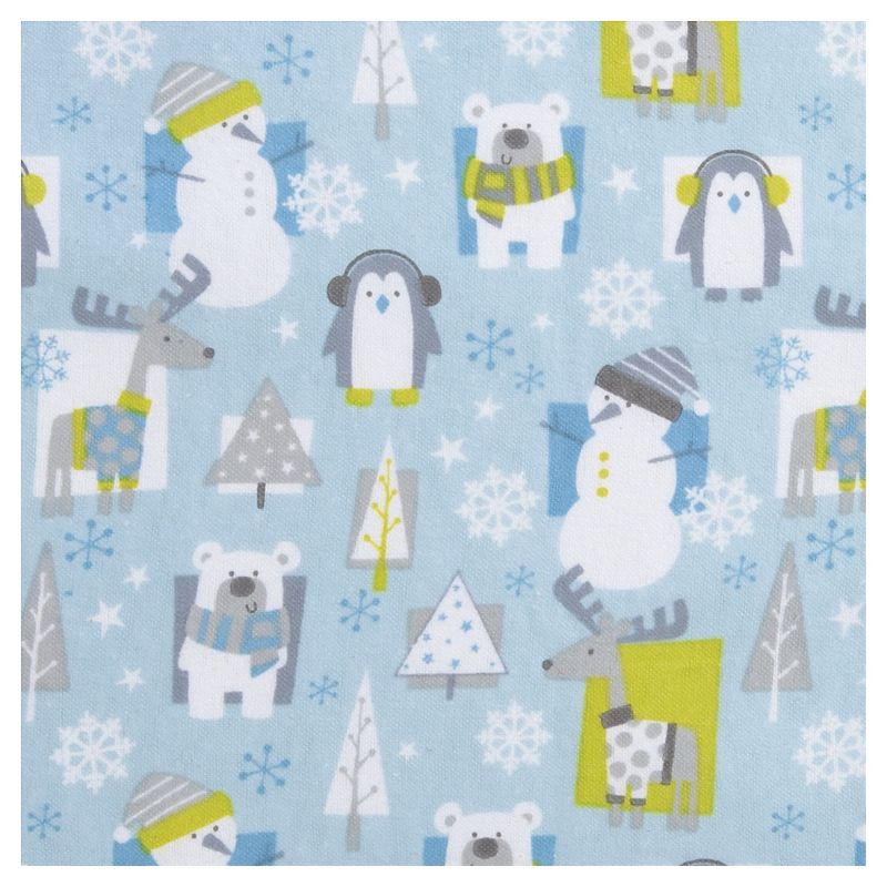 Trend Lab Deluxe Flannel Fitted Crib Sheet - Blue Snow Pals, 3 of 5