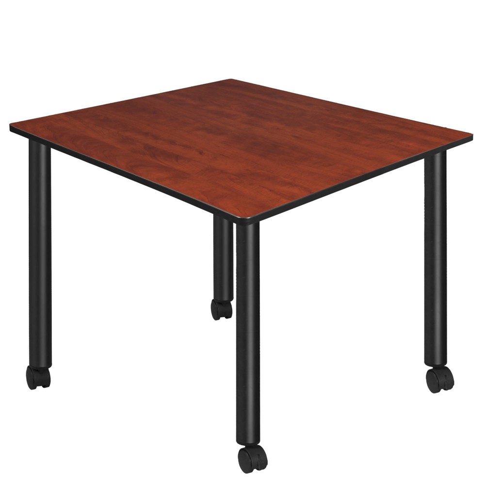 Photos - Garden & Outdoor Decoration 48" Large Kee Square Breakroom Dining Table with Mobile Legs Cherry/Black - Regency