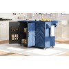NicBex Rolling Kitchen Island Cart with Cabinet and Drop Leaf,Kitchen Island on Wheels with Towel Rack and Metal Handle,Island Table for Kitchen,Blue - 2 of 4