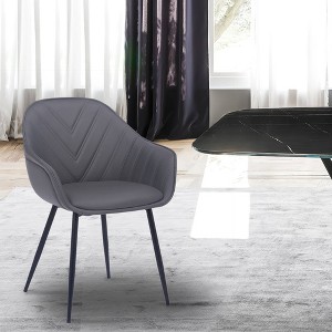 Clover Faux Leather Metal Dining Room Chair Gray - Armen Living - 1 of 4